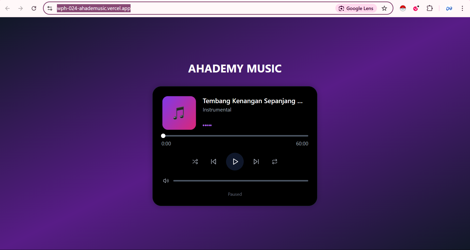 Music Player Animation WEBSITE